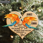 Parrot Couple God Blessed Personalized Wood Engraved Ornaments