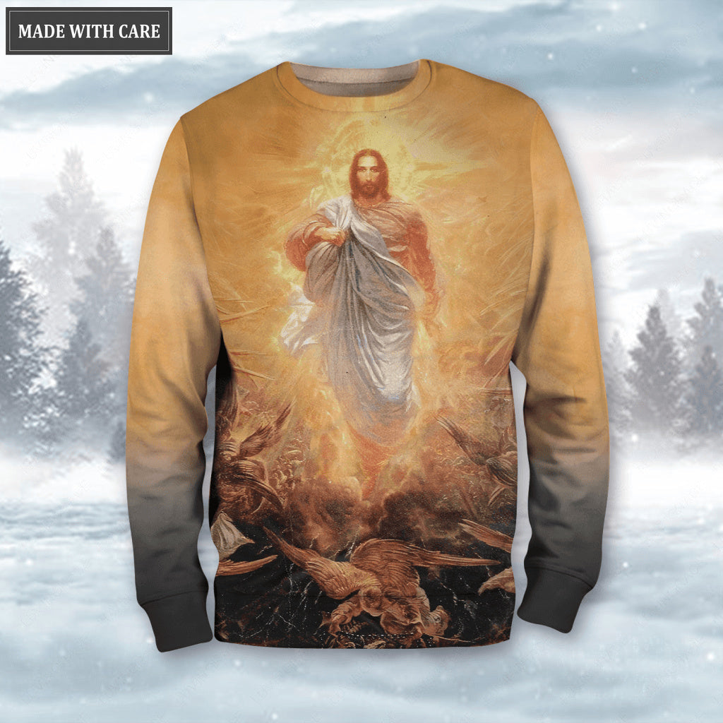The Light Of Christ Sunset Jesus Cross Hoodie