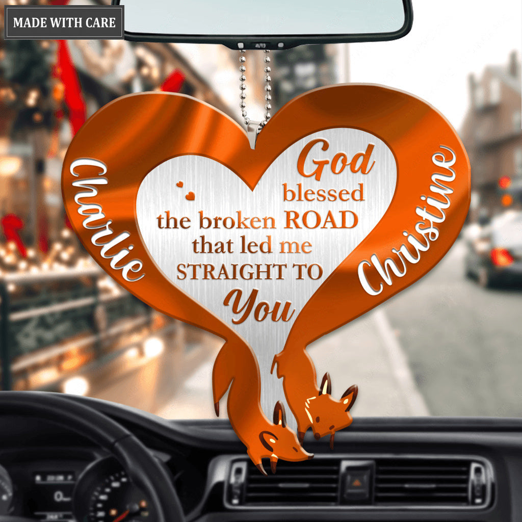 Fox Couple God Blessed Personalized Ornament