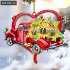 Sunflower Car With Heart God Blessed Personalized Ornament