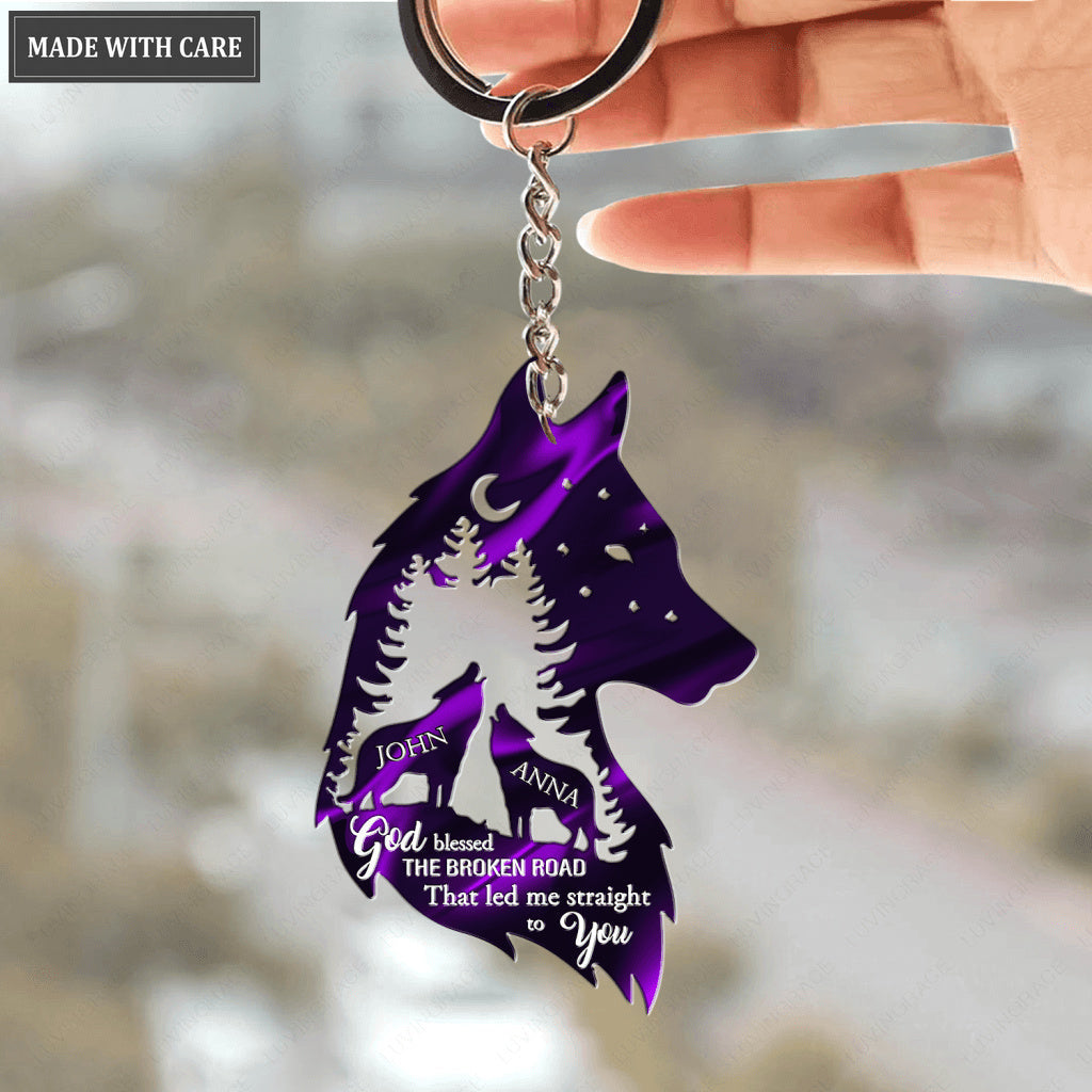 Forest Wolves For Couple Personalized Keychain
