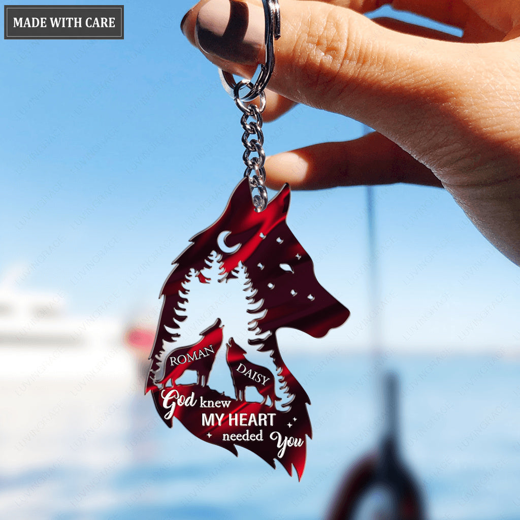 Forest Wolves For Couple Personalized Keychain