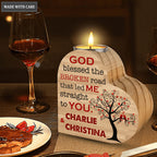 Couple Red Bird On Tree God Blessed Personalized Candle Holder