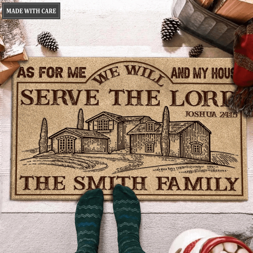 Vintage Home Art As For Me And My House Personalized Doormat