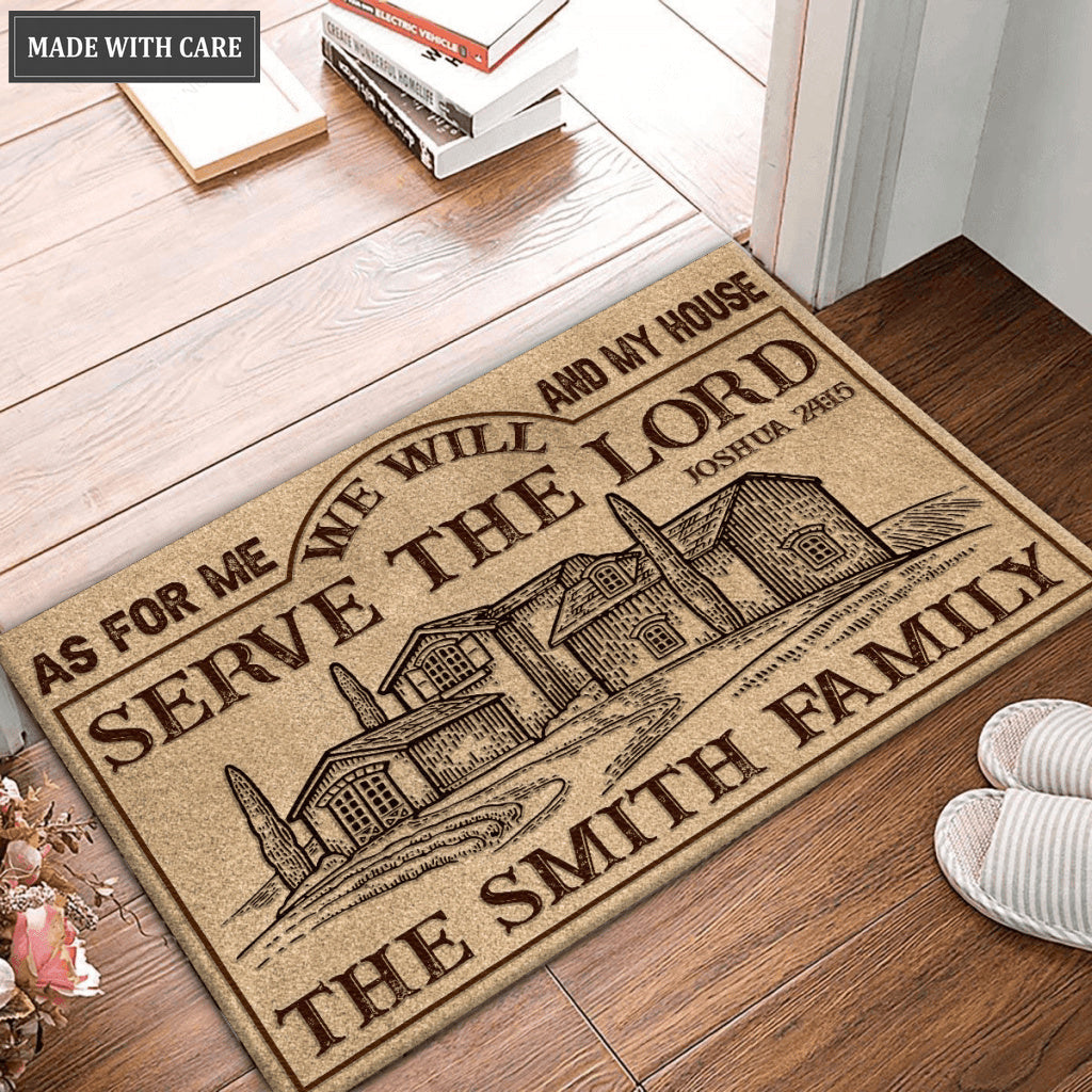 Vintage Home Art As For Me And My House Personalized Doormat