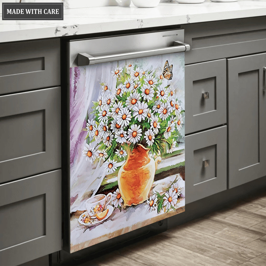 Beautiful Daisy Dishwasher Magnet Cover