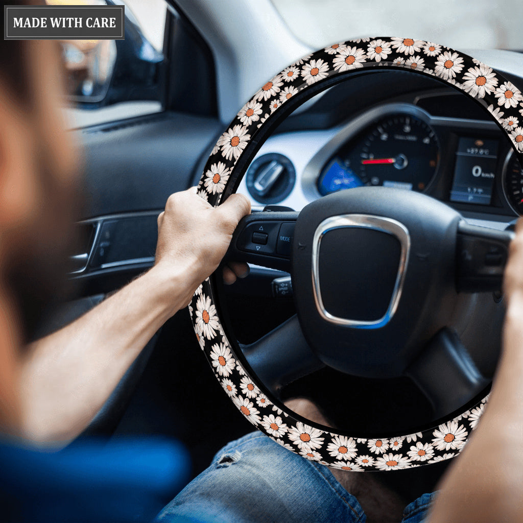 Daisy Flower Car Interior Decoration Steering Wheel Cover
