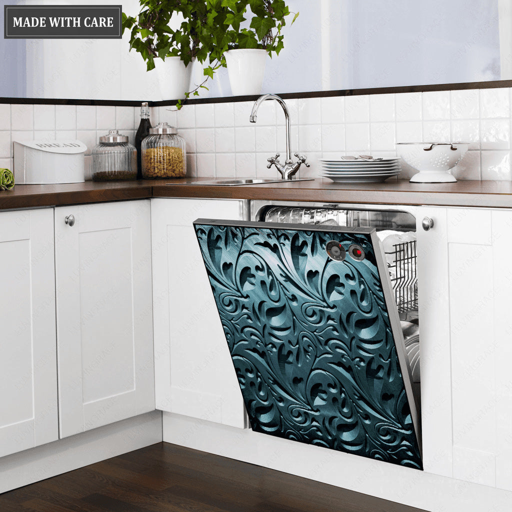 Kitchen Decor Dishwasher Magnet Cover Beautiful Dark Vintage Floral Design