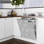 Kitchen Dishwasher Magnet Cover Beautiful Grey Vintage Floral Engraved Design
