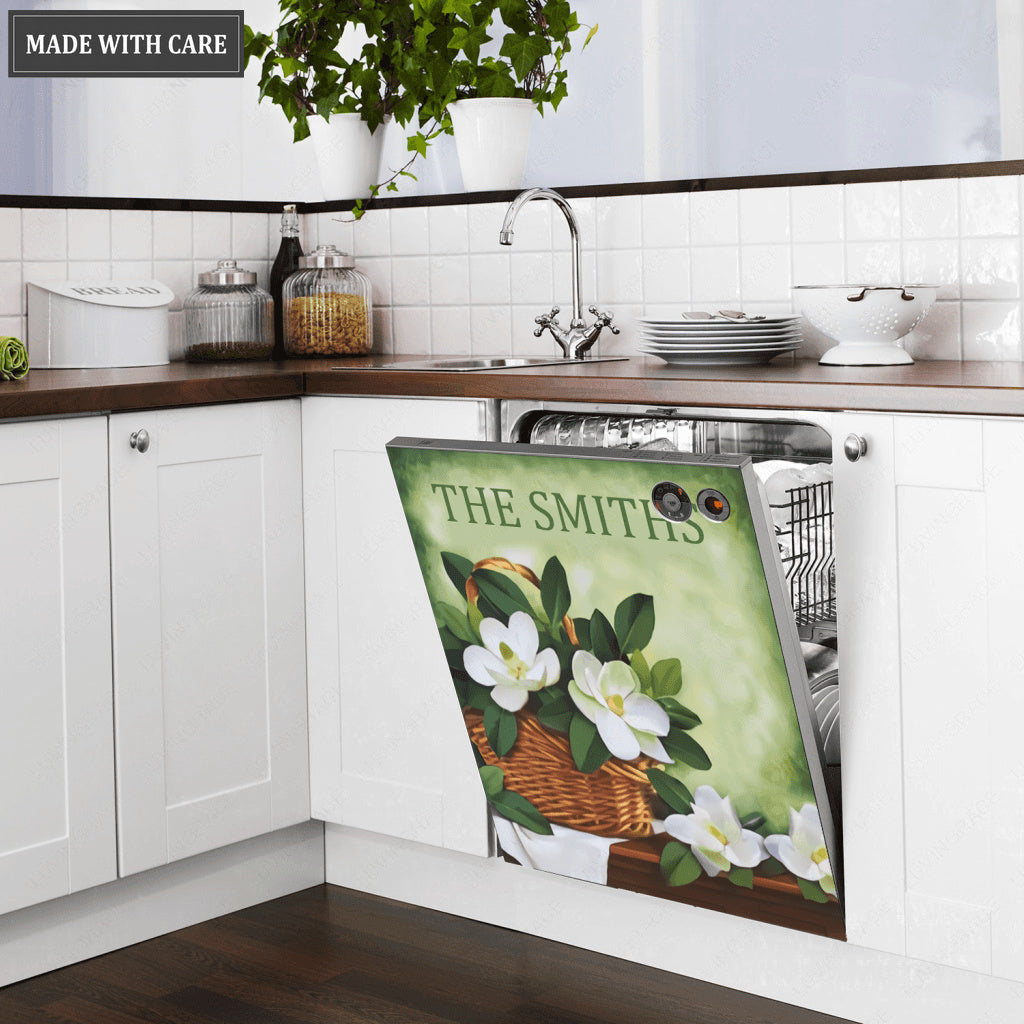 Kitchen Dishwasher Magnet Cover Beautiful White Flower