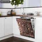 Kitchen Dishwasher Magnet Cover Dark Grey Batik Engraved Design