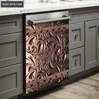 Kitchen Dishwasher Magnet Cover Dark Grey Batik Engraved Design