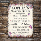 Personalized Garden Rule Metal Sign for Gardener