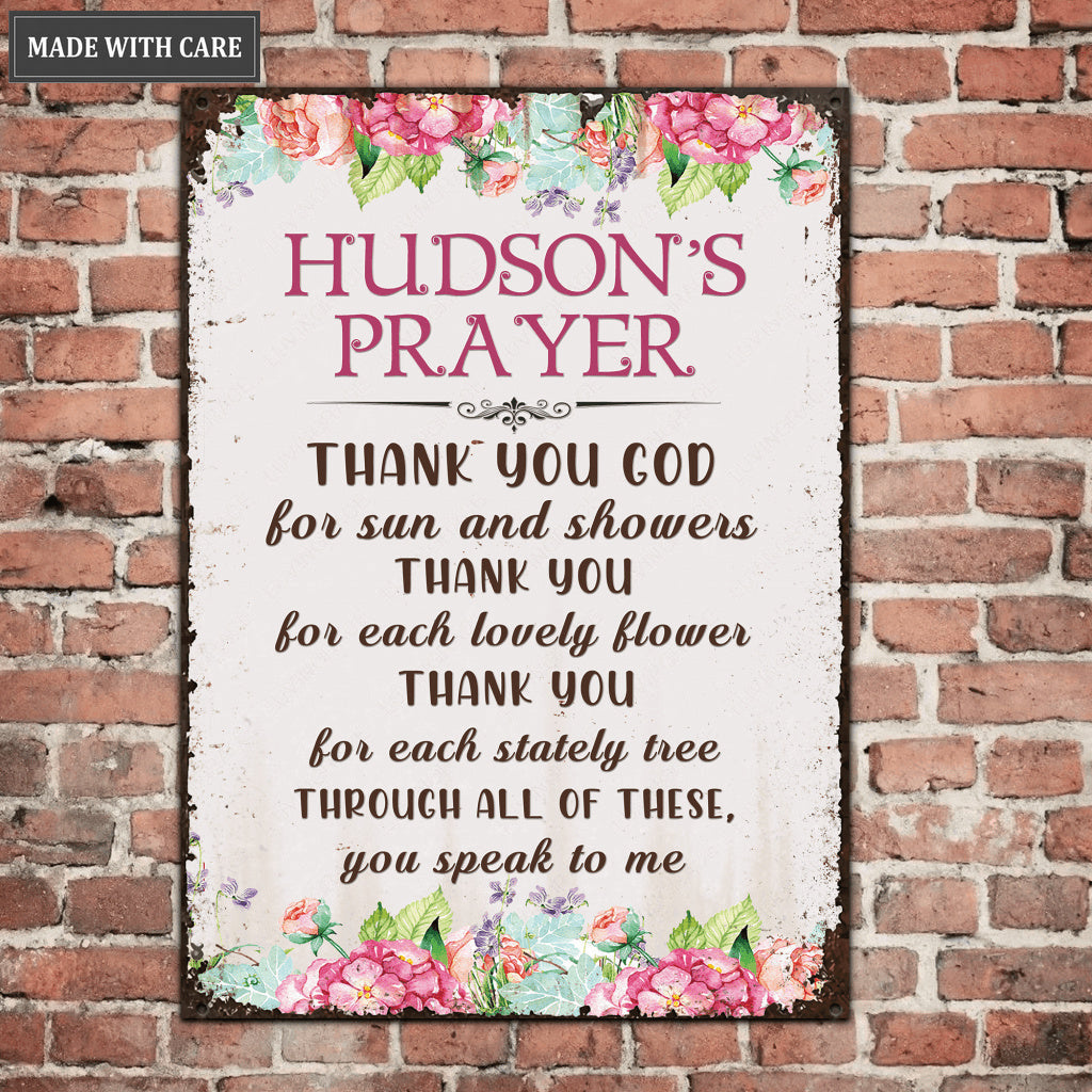 Personalized Gardener's Prayer Metal Sign