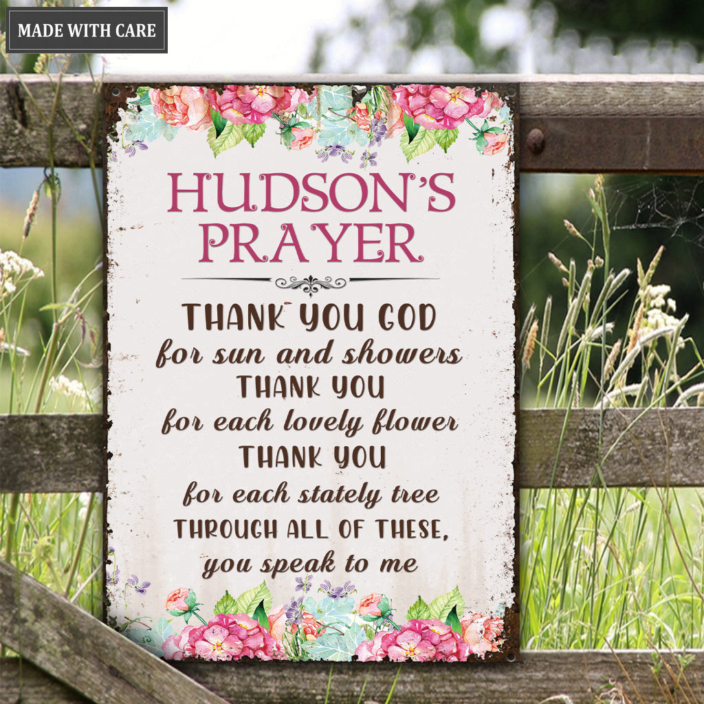 Personalized Gardener's Prayer Metal Sign