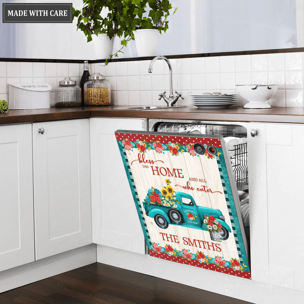 Personalized Kitchen Dishwasher Magnet Cover Frontier Farmhouse Truck