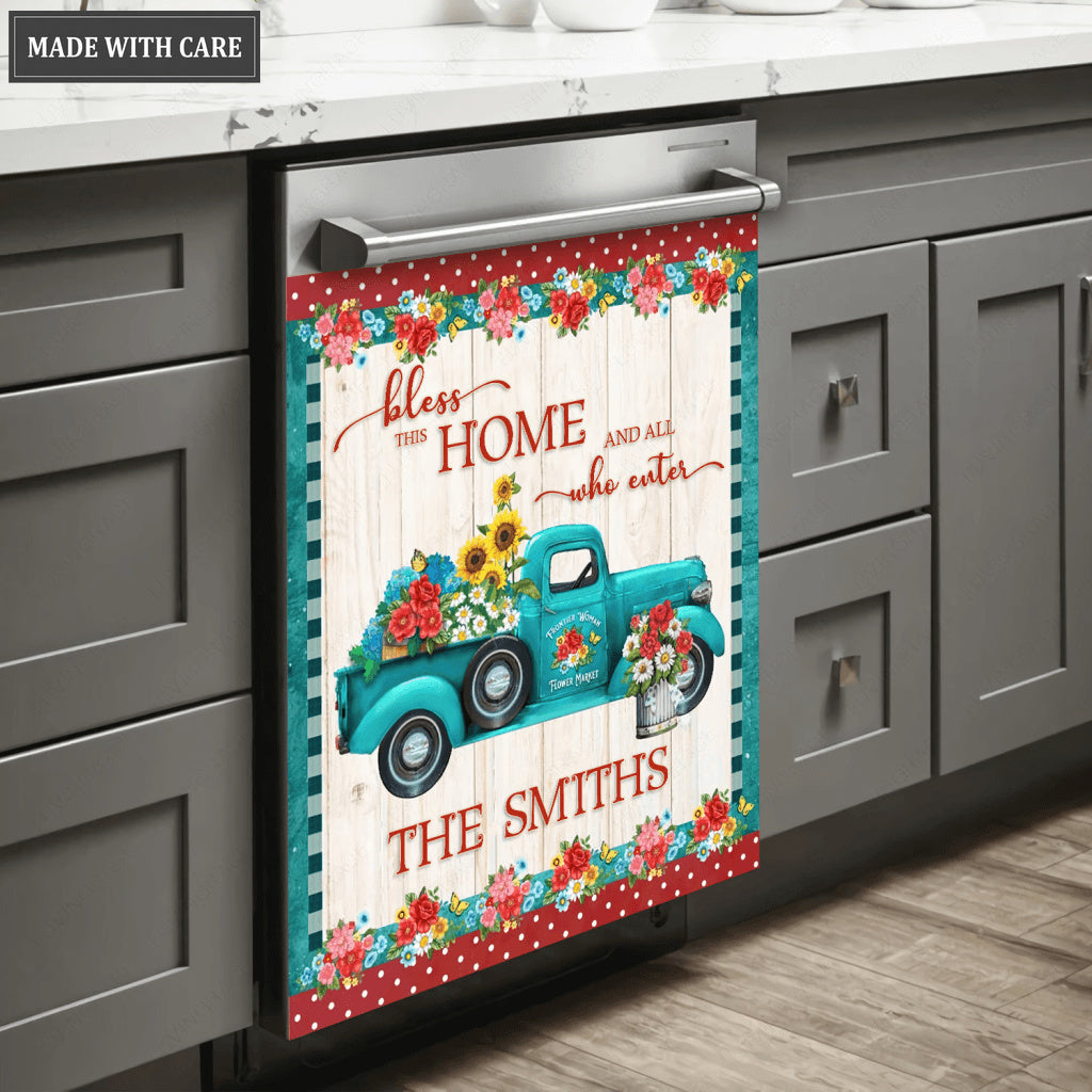 Personalized Kitchen Dishwasher Magnet Cover Frontier Farmhouse Truck