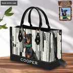 Monochrome Grainy Pet Digital Painting Portrait - Personalized Custom Leather Bag
