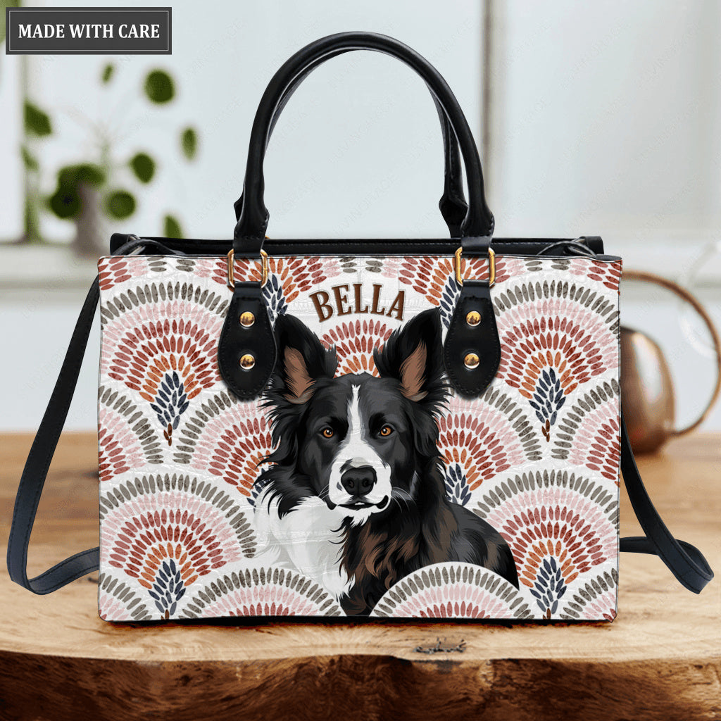 Vintage Boho Rainbow Pet Digital Painting Portrait - Personalized Custom Leather Bag