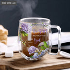 Hydrangea Hummingbird Be Still And Know Doubled-Wall Glass Mug