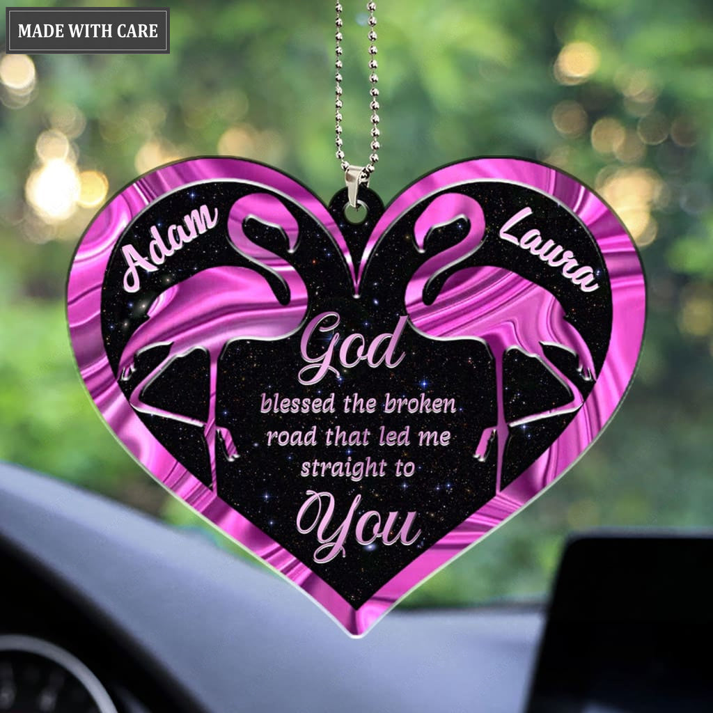 Luvingrace M103 Flamingo Couple God Blessed Personalized Ornament
