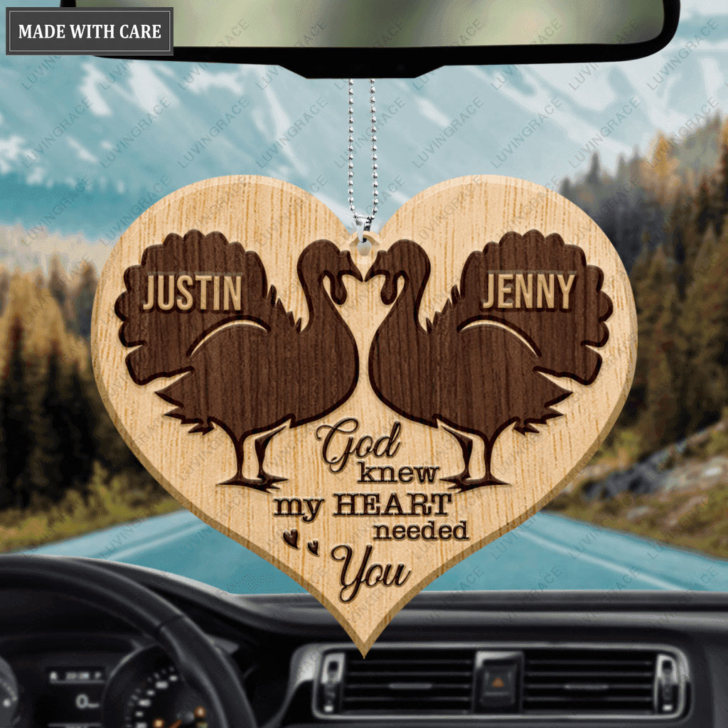 Turkey Couple God Blessed Personalized Wood Engraved Ornaments