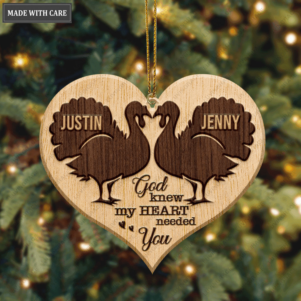Turkey Couple God Blessed Personalized Wood Engraved Ornaments