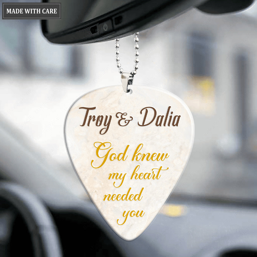 Personalized Guitar Pick For Couple Blessed By God Ornament