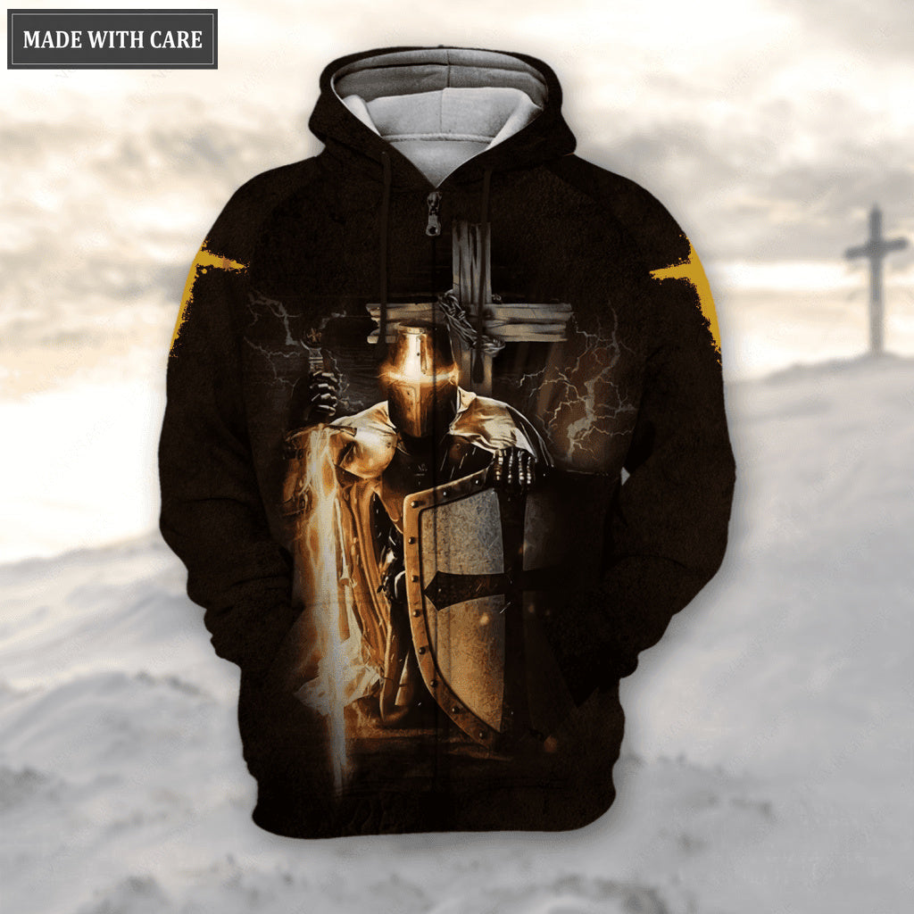 Cross Armor Knight When Life Gets To Hard To Stand Kneel Hoodie