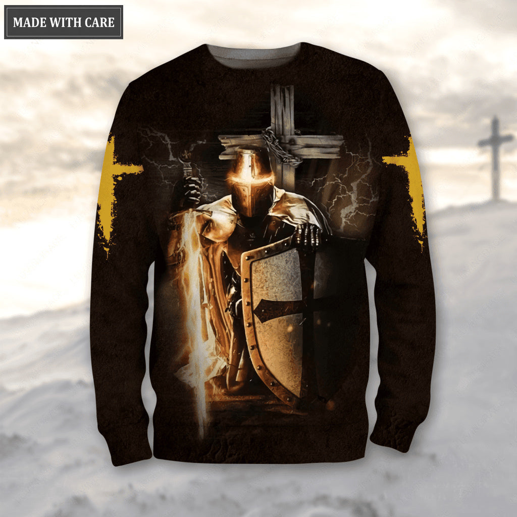 Cross Armor Knight When Life Gets To Hard To Stand Kneel Hoodie