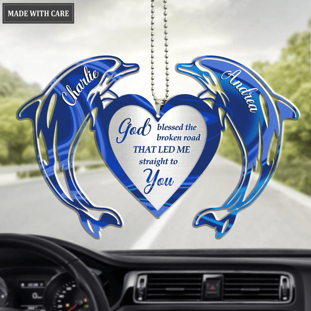 Love Dolphin Couple God Blessed Personalized Ornament