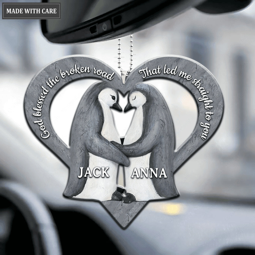 Penguin Couple God Blessed Personalized Ornament