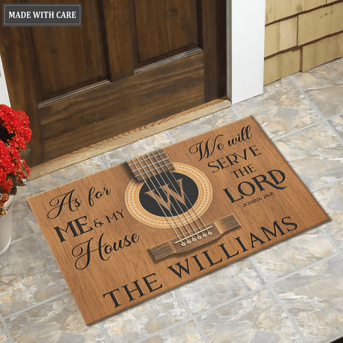 Acoustic Guitar Serve The Lord Personalized Doormat