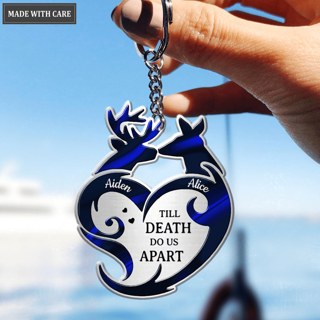 Deers For Couple Tribal Heart Personalized Keychain