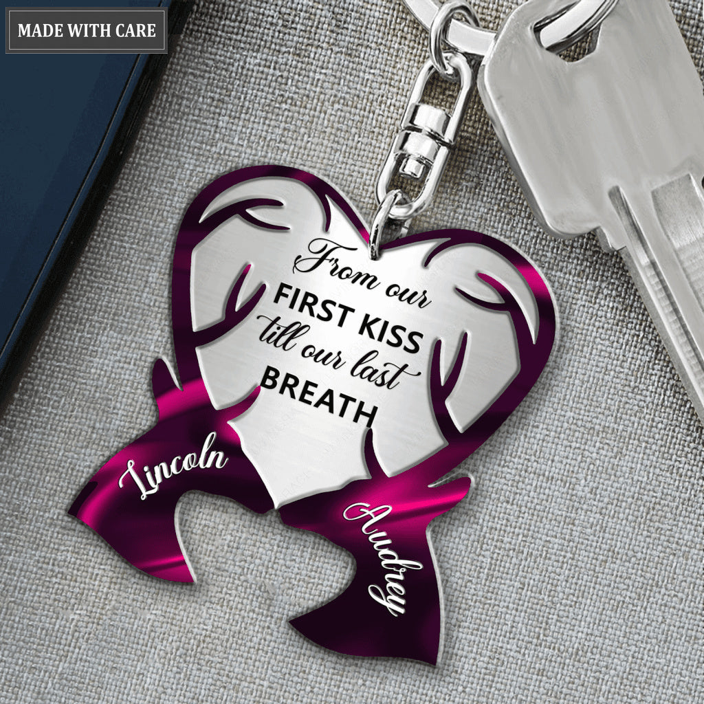 Hologram Deers For Couple Personalized Keychain
