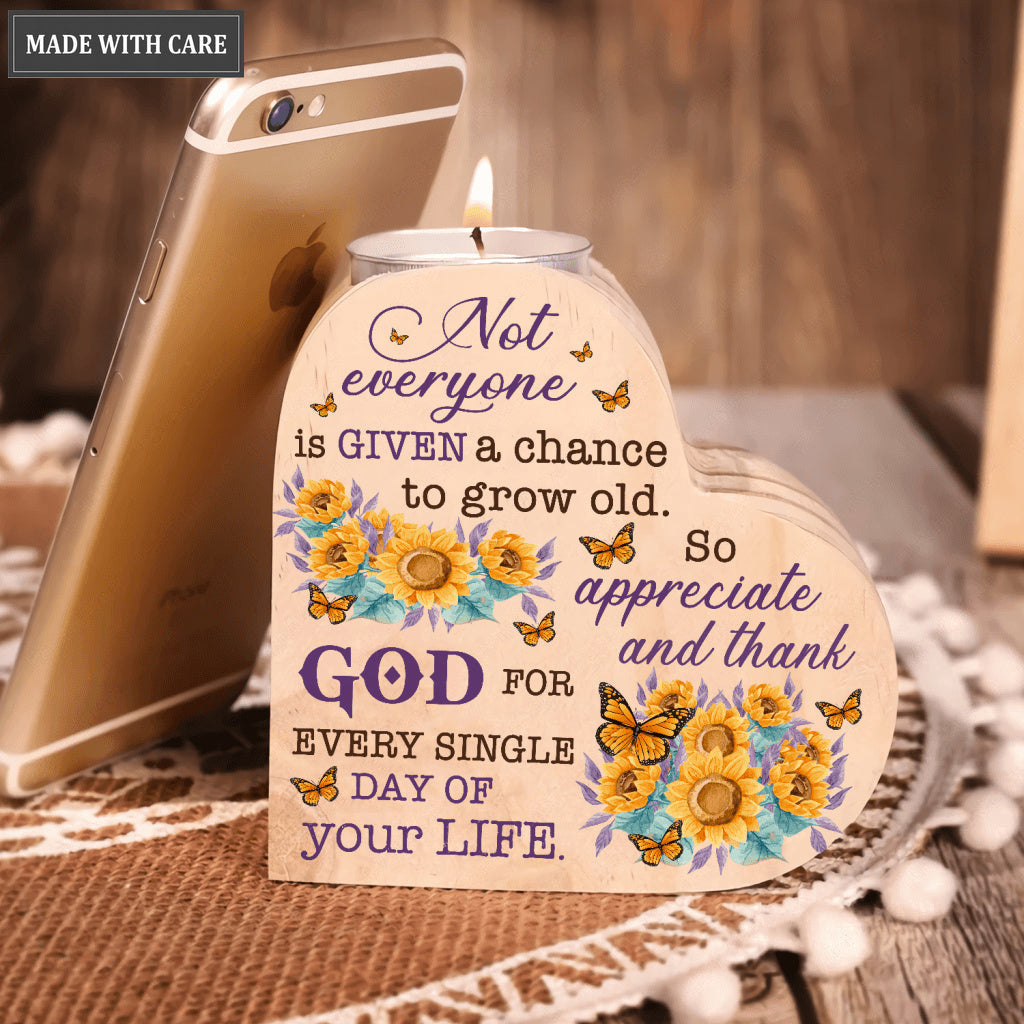 Sunflower Floral Butterfly Thank God Every Day Candle Holder
