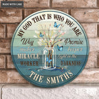 Personalized Jar Waymaker Blue Wood Circle Sign