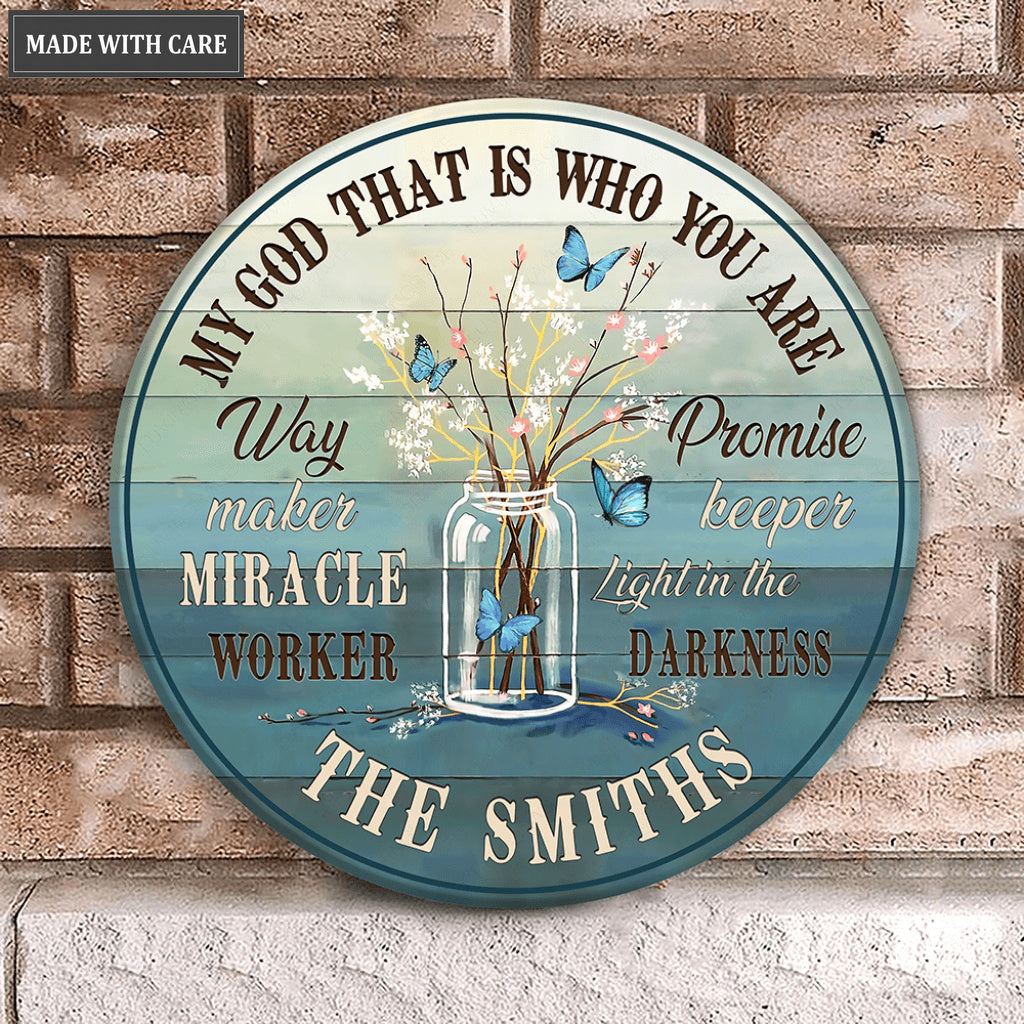 Personalized Jar Waymaker Blue Wood Circle Sign