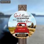 Personalized Love Couple Red Truck Circle Sign