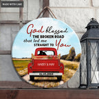 Personalized Love Couple Red Truck Circle Sign