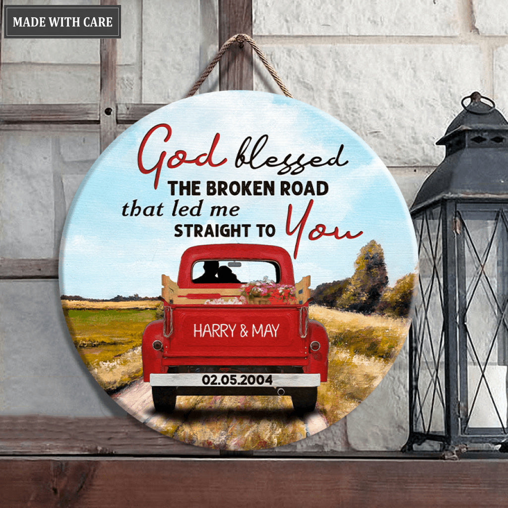 Personalized Love Couple Red Truck Circle Sign