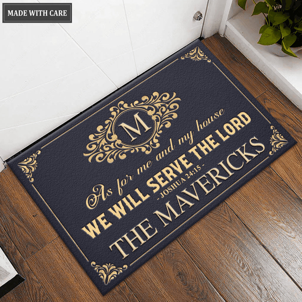 Personalized Vintage Luxury Monogram Template Serve The Lord Doormat