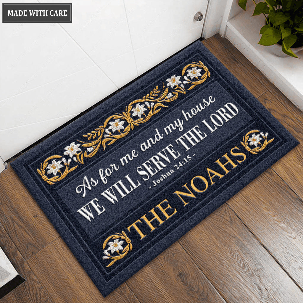 White Lilies Serve The Lord Personalized Doormat
