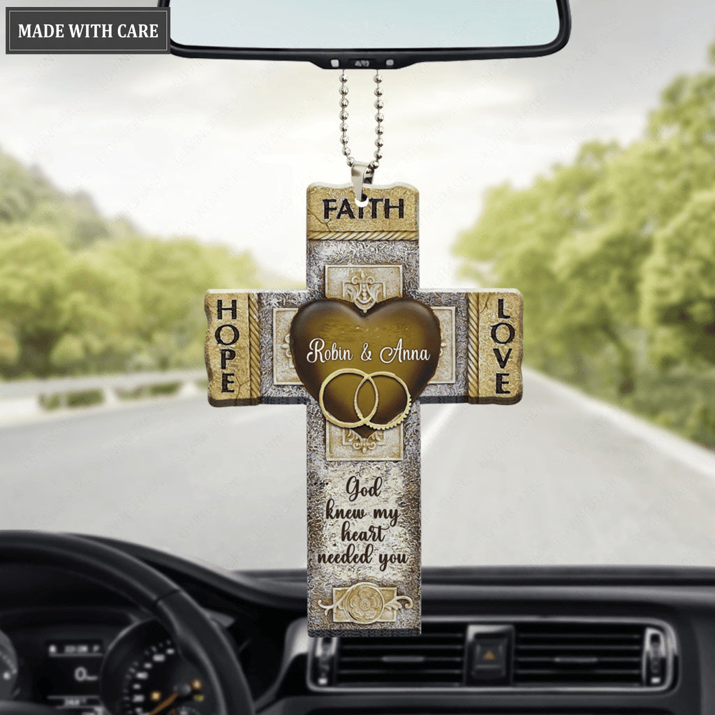 Personalized Faith Hope Love Cross Ornament