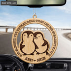 Penguin Couple God Blessed Personalized Wood Engraved Ornaments