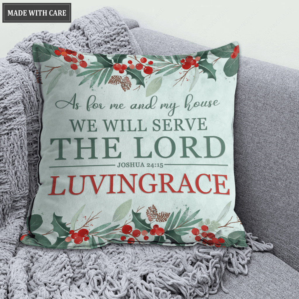 Christmas Floral As For Me And My House Personalized Pillow