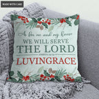 Christmas Floral As For Me And My House Personalized Pillow