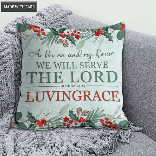 Christmas Floral As For Me And My House Personalized Pillow