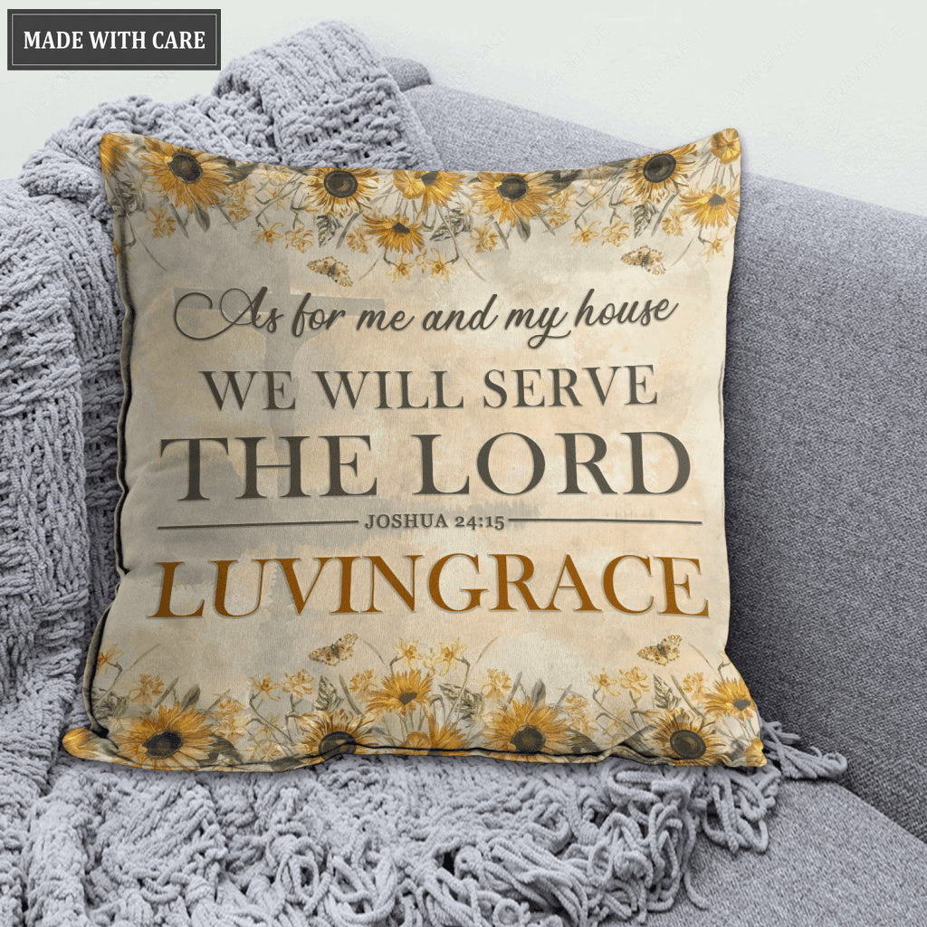 Sunflower As For Me And My House Personalized Pillow