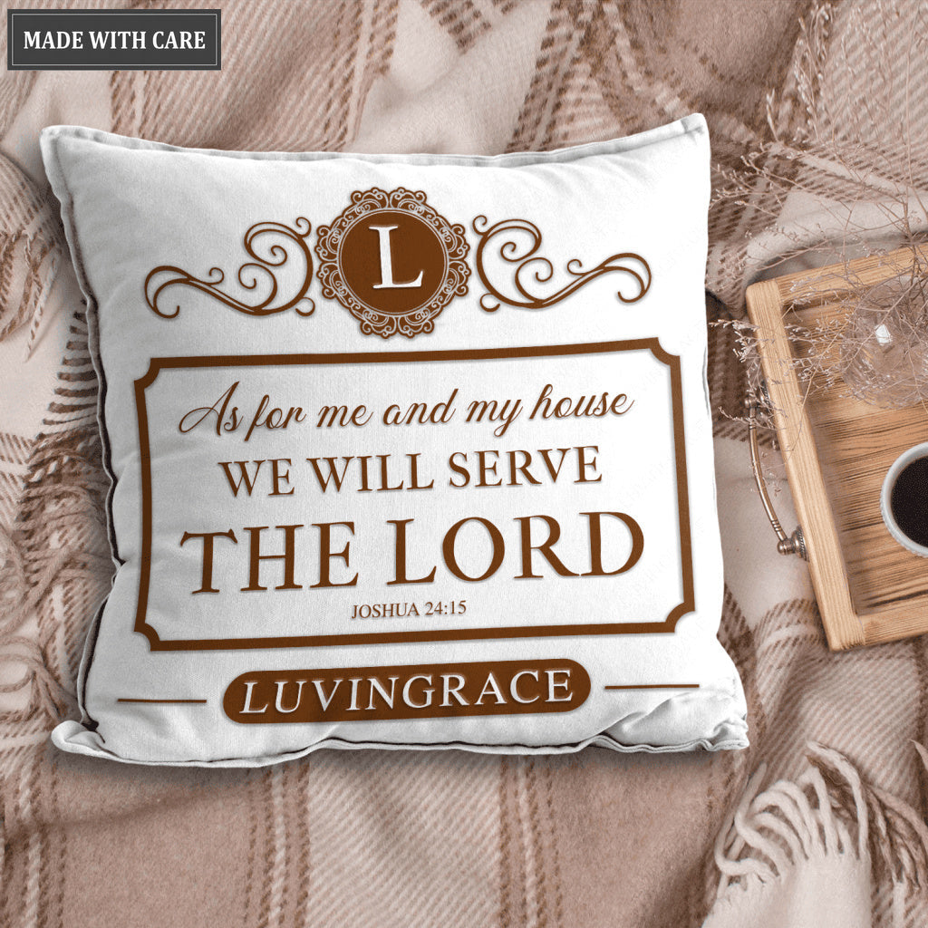 Vintage Brown White Elegant As For Me And My House Personalized Pillow